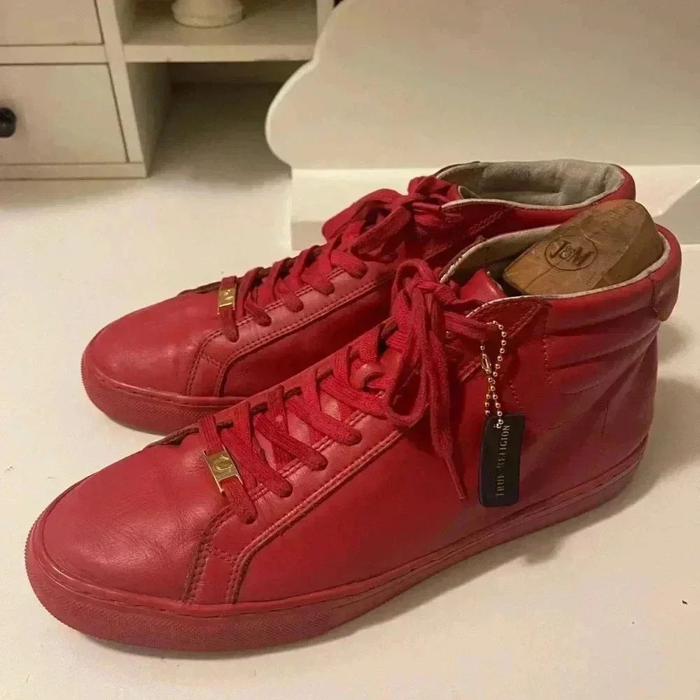 True Religion High Top Leather Sneakers True Red Mens US 9